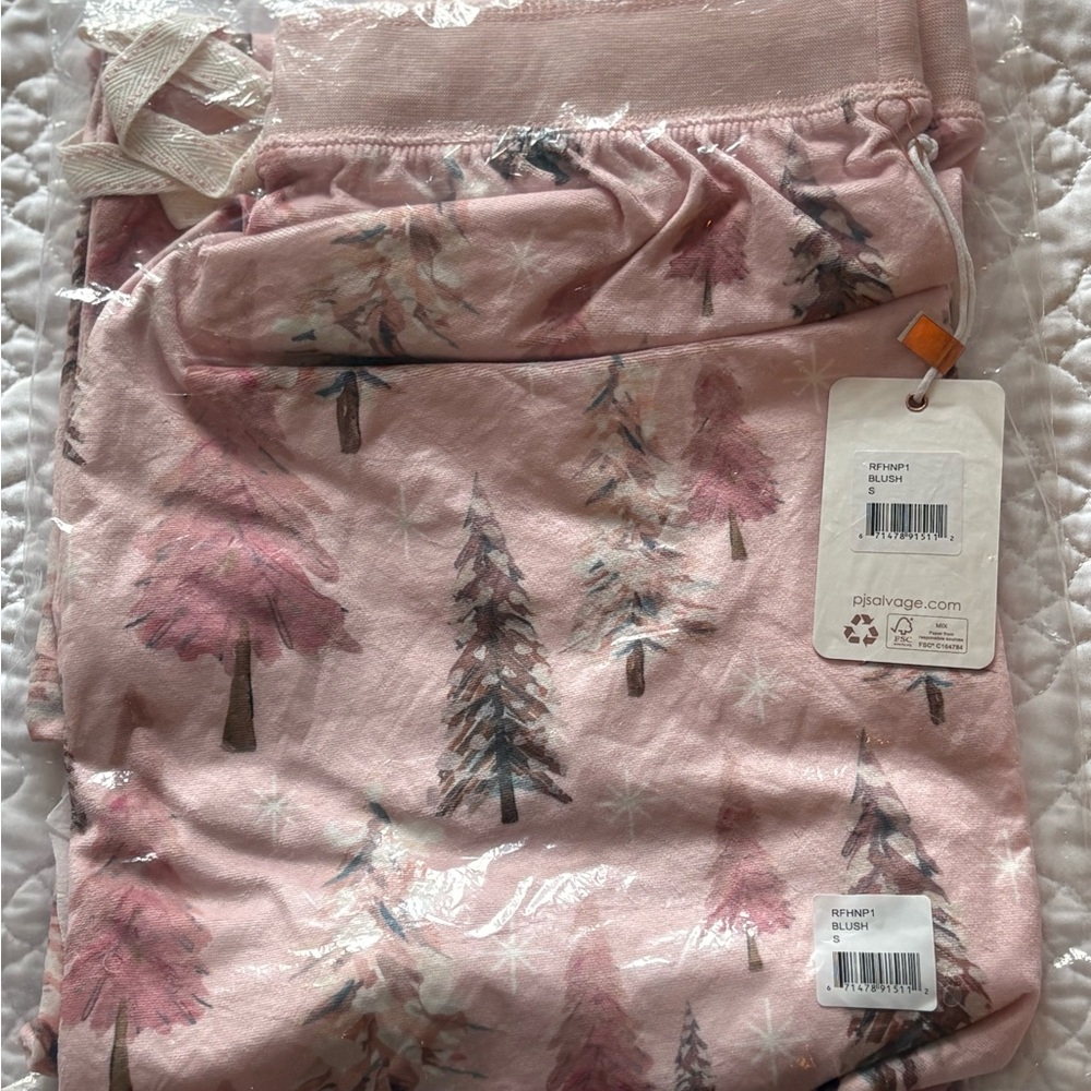 NWT P.J. Salvage Pink Christmas Tree Print, Pajama Pants Only